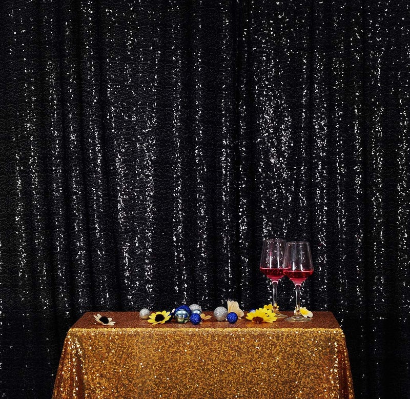 SquarePie Sequin Backdrop 5FT x 7FT Black Background Sparkly Curtain for Halloween Wedding Party - Image 5